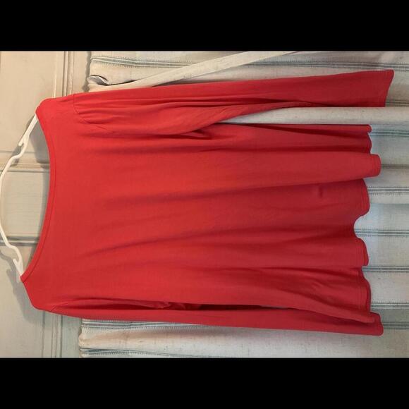 Soft Surroundings Coral Flower embossed Long Sleeved t-Shirt Large - Picture 6 of 6